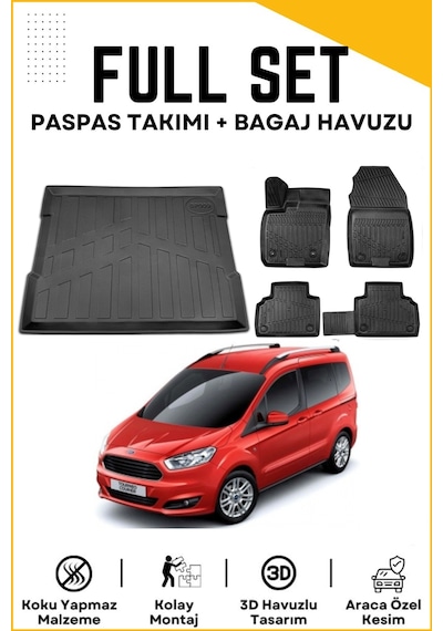 Ford Courier 2020 Model Birebir Uyumlu Bagaj Havuzu+paspas Seti