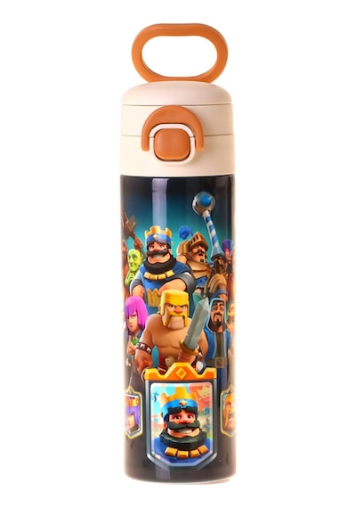 Kaukko Kids 520 Ml Boom Baskılı Lacivert Erkek Çocuk Çelik Termos Matara Çift İçim Kilitli Kapak - L5422
