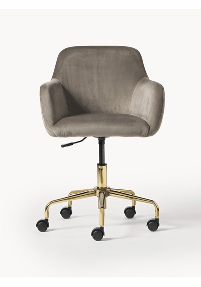 Westwing Bouclé Ofis Sandalyesi Lucie: Beyaz, Altın Ayaklı, Ayarlanabilir Gri - Gold 8977 Westwing Bouclé Ofis Sandalyesi Lucie: Beyaz, Altın Ayaklı, Ayarlanabilir Gri - Gold 8977