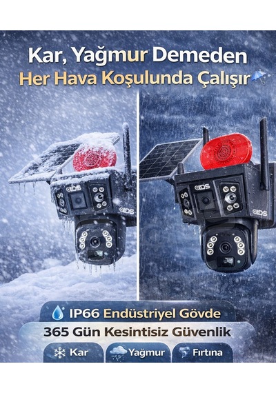 3 Görüntü 2 Lens 9mp 360 4g Güneş Enerjili Solar Kamera - Dual Led Gece Renkli 128gb Sd Kart Dahil