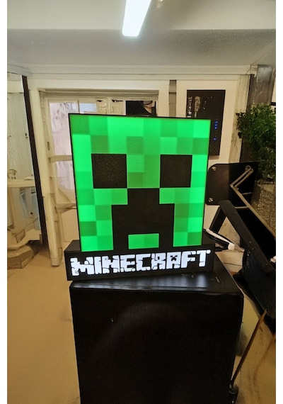 Minecraft Creeper Tasarımlı Dekoratif Aydınlatma Gece Lambası Çok Renkli