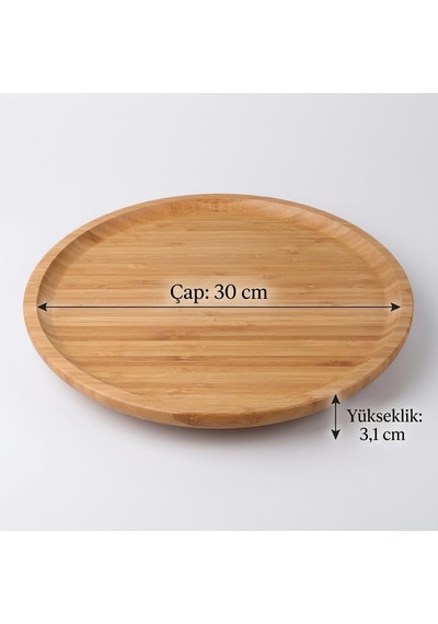 Bambu Dönerli Yuvarlak Sunum Tabağı 30 X 30 X 3,1 Cm, 360 Derece Dönen Servis Tepsisi, Kahvaltı, Peynir, Meyve Ve Atıştırmalık Sunumu İçin Çok Renkli