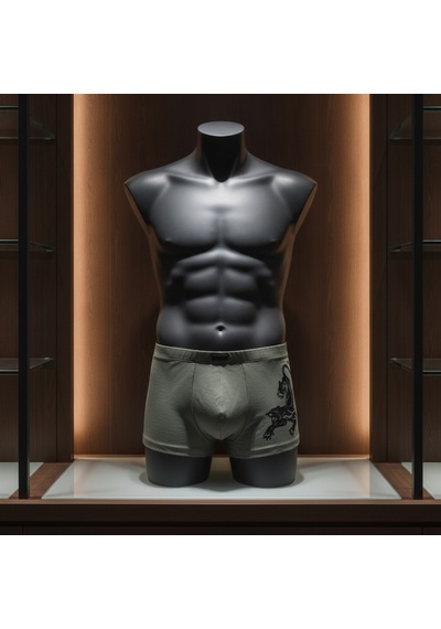 Bonbon Erkek Flok Panter Baskılı Yeşil / Haki Renk Boxer Bb2767