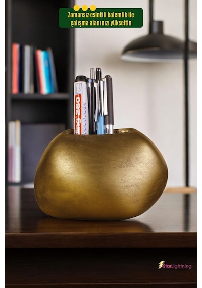 Kalemlik Masa Kalemliği Organizer Kalemlik Altın Eskitme Renk Model 22 Çok REnkli