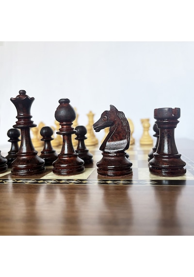 Helena Wood Art Eko Klasik El Yapımı Damalı Ahşap Tavla Ve Satranç Seti