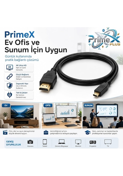 Lexroo Px-1121 Micro Hdmı To Hdmı Kablo, 1.5 Metre 1080p Full Hd Hdmi Görüntü Ve Ses Aktarım Kablosu Standart