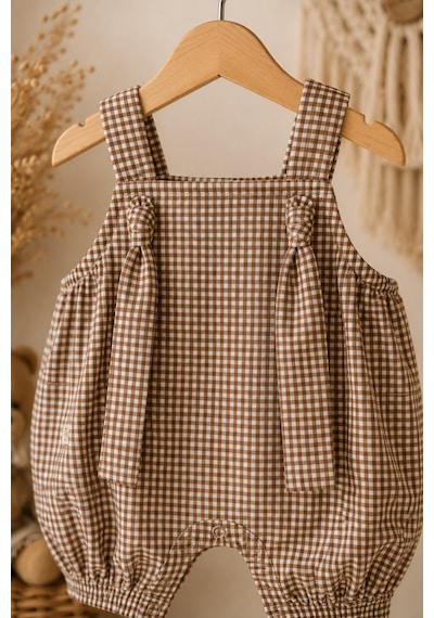 Mnk Baby & Kids Bebek Pötikare Desenli %100 Pamuk Tulum M00848 Kahverengi