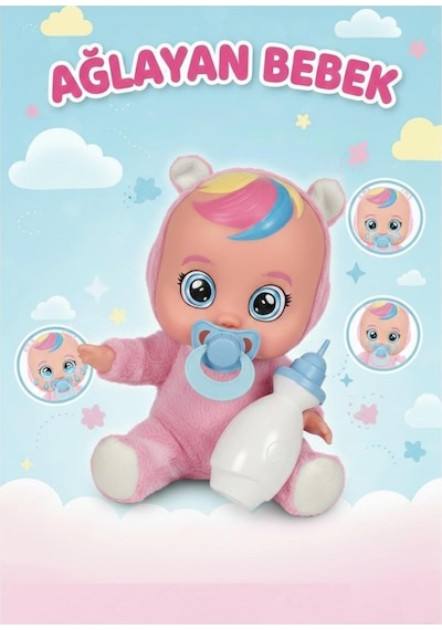 Pembe Kostümlü Ağlayan Ve Konuşan Et Bebek Emzikli Ve Biberonlu İnteraktif Oyuncak Bebek