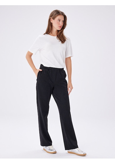 Faik Sönmez Relax Kendinden Simli Straight Fit Örme Pantolon W27pnt036 Uw27pnt03610 Siyah