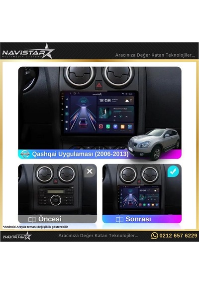 Nissan Qashqai Kablosuz Carplay 4gb + 64gb Android 13 2006-2013