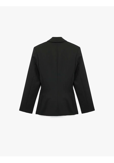 Koton Slim Fit Düğmeli Geniş Yaka Kadın Blazer Ceket 6wak50081uw Siyah