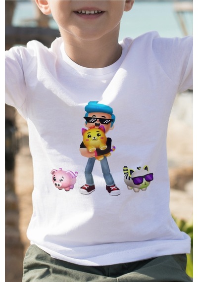 Yirmi Unisex Pk Xd Kedi Baskılı Tişört Beyaz - 536874709 beyaz