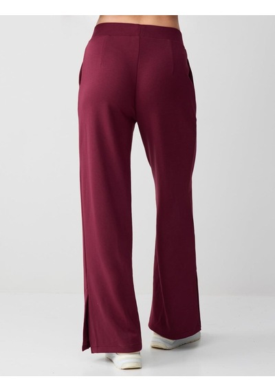 Jimmy Key Bordo Yüksek Bel Bol Paça Cep Detaylı Örme Pantolon 5ww186144562