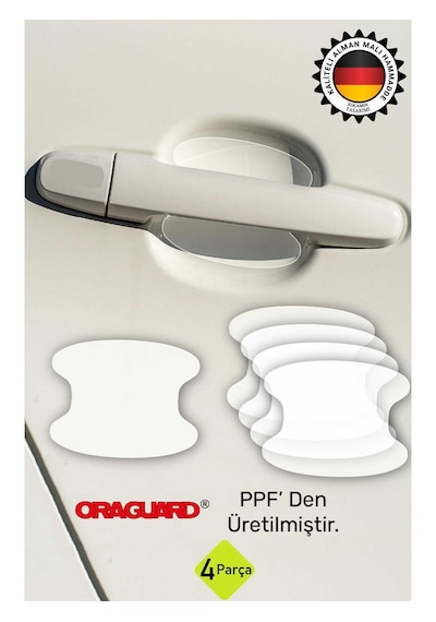 Araba Kapı Kolu Içi Koruyucu Sticker - Ppf Film Sticker - 4 Parça - Alman Malı - Şeffaf Boya Çizik Önleyici - Tırnak Koruma Sticker - 00358 Standart