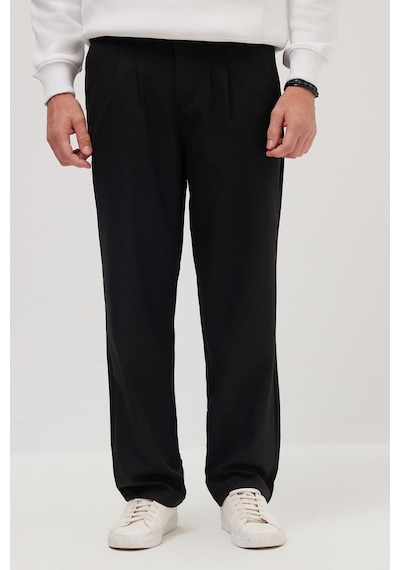 Tudors Erkek Regular Fit Klasik Kesim Normal Bel Geniş Paça Siyah Pantolon-40339 Siyah