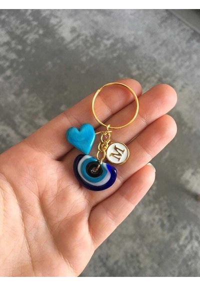 Murano Nazar Mavi Kalp Anahtarlık