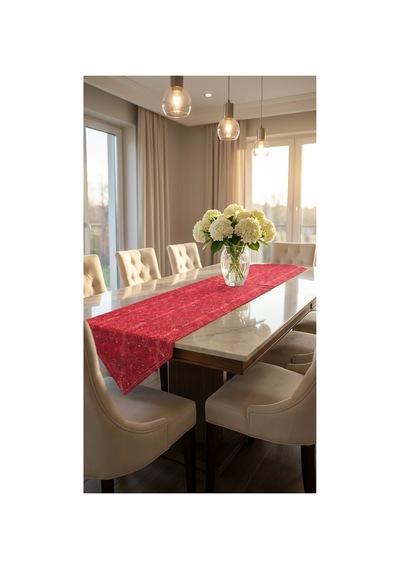 %100 Pamuk Kırmızı Üçgen Özel Desenli Runner 40x110 Kırmızı - 900579047 Kırmızı