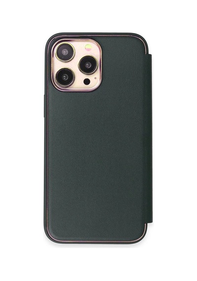 Apple iPhone Uyumlu   13 Pro Kılıf Dolpin Kapaklı - Koyu Yeşil