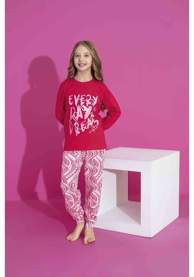 Tarık 10-15 Yaş Kız Çocuk Pijama Fashion Dream 2965250 - Koyu Pem Koyu Pembe