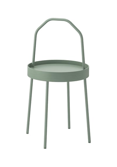 Kulplu Sehpa Su Yeşili Renk Meridyendukkan 38 Cm Metal Taşınabilir Sehpa