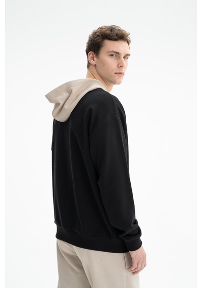AR-MA Arma Erkek Oversize Şardonsuz 3 İplik Kanguru Cepli Kapşonlu Sweatshirt 001