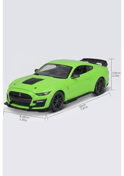 Maisto Lisanslı Metal Ford 2020 Mustang Shelby Gt500 1:24 Kapıları Açılabilir Oyuncak Model Araba Yeşil