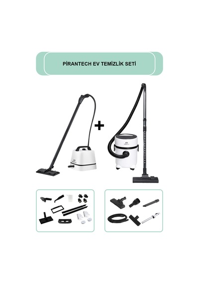 Pirantech CB-102A Buharlı Temizlik Makinesi + ES-07 Panda Islak & Kuru Elektrikli Süpürge