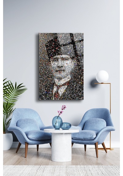 Atatürk Cam Tablo Portre Cam Tablo Duvar Dekoru Atatürk Portresi Kırılmaz Cam Solmaz Baskı 009