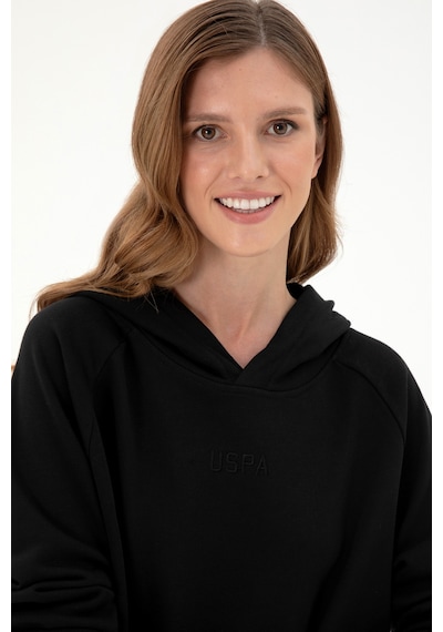 U.S. Polo Assn. Kadın Siyah Kapüşonlu Sweatshirt 50296944-VR046