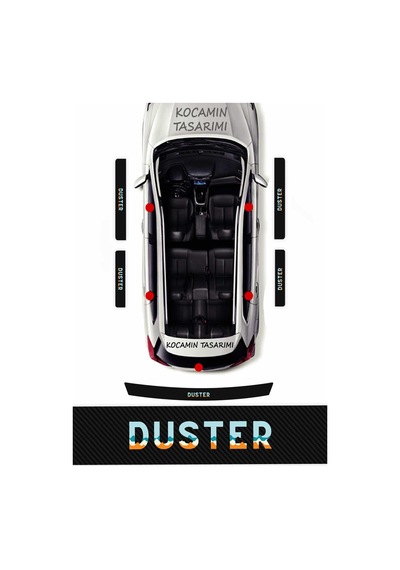 Dacia Duster Karbon Kapı Eşiği Koruma Seti Duster Serisi İçin 5 Parça Renkli Baskı