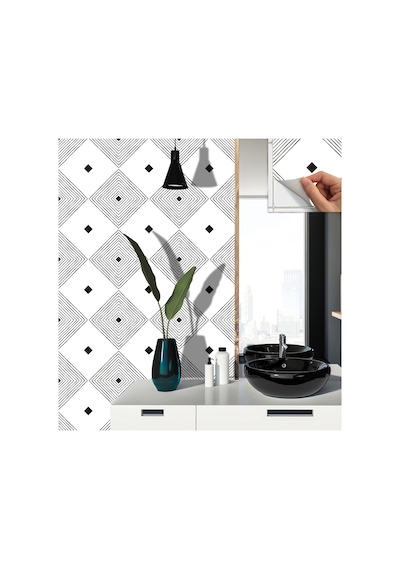 Kendinden Yapışkanlı Siyah Karo Desenli Pvc Karo 30x30 Cm 11 Adet 1m2