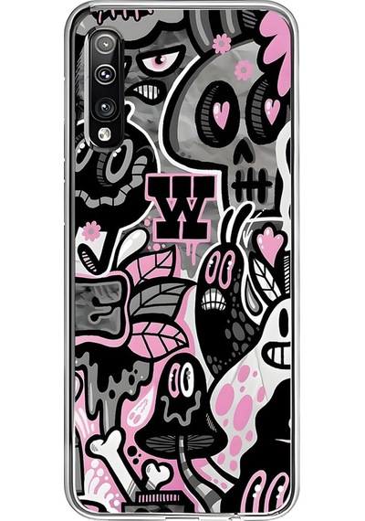 Samsung Galaxy A50 Uyumlu Şeffaf Kılıf Graffiti 10 Tasarımlı