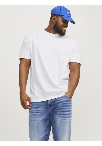 Jack & Jones Büyük Beden Düz Bisiklet Yaka Tisört - Bradley - 12250623 WHITE