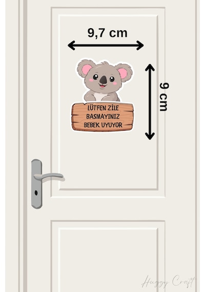 Lütfen Zile Basmayınız Bebek Uyuyor Koala Sticker Kapı Zili Etiketi Standart