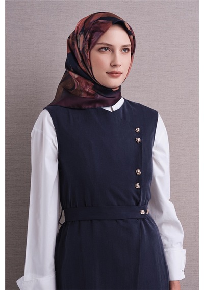 Armine Sura İpek Eşarp 2026-2027 - Sonbahar Kış-asm9611 Lacivert-mürdüm