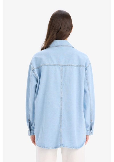 DeFacto Cepli Çıtçıtlı Gömek Jean Ceket E0952AX25SPNM39 Mavi