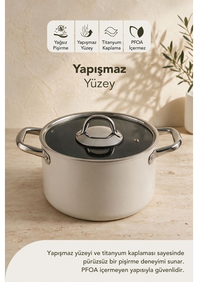 Esperanza Titanyum Tencere 24 Cm Krem