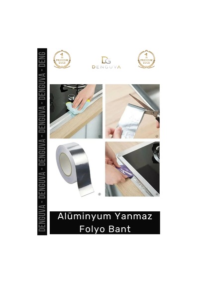 Suya Sıcaklığa Dayanıklı Tamir Soba Boru Yama Alüminyum Yanmaz Folyo Bant 45mm - 5mt - 2 Adet