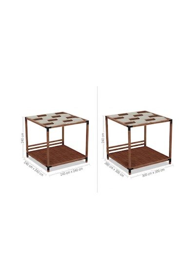 İahşap Pergola - Dalgalı Brandalı Plaj Ve Bahçe Gölgeliği - Dekoratif Köşk Kamelya Ceviz