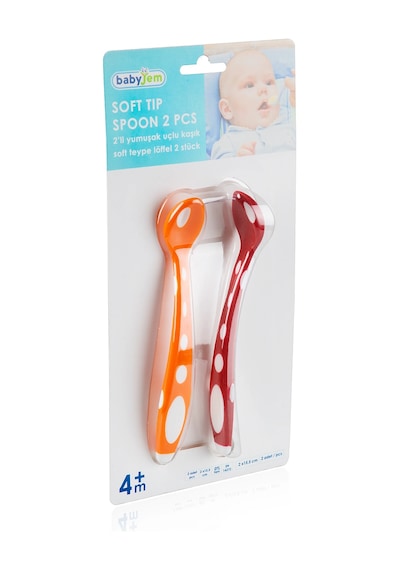 Babyjem Yumuşak Uçlu Mama Kaşığı Turuncu - Kırmızı