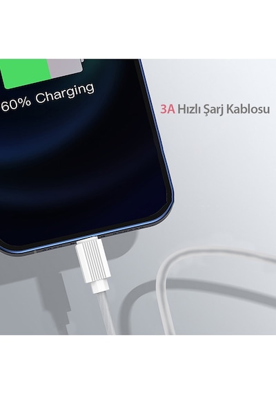 Earldom EC-137L 1 M 3a Kırılmaya Dayanıklı Lightning Hızlı Şarj Kablosu M414
