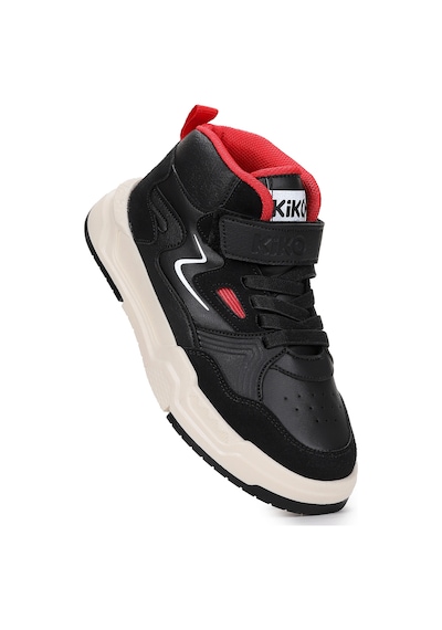 Kiko Kids Hayka-3 Cırtlı Erkek Çocuk Spor Ayakkabı Siyah - Kırmızı Siyah - Kırmızı