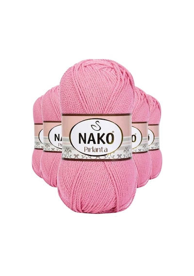 5 Adet Pırlanta Amigurumi El Örgü İpi Yünü Pembe 6740 - Nako Mudanis