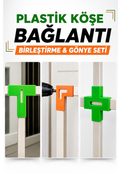 Plastik Köşe Bağlantı Birleştirme Ve Gönye Aparatı Turuncu Yeşil