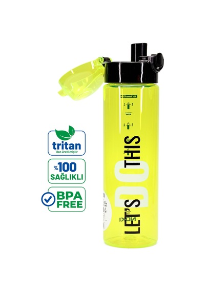 Su Matarası Tritan Geniş Ağız Su Şişesi Lets Do This Spor Matarası Suluğu Bpasız 630 Ml Sarı 0102