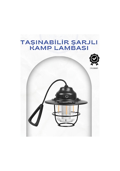Hnrlıshp Geometrik Tasarımlı Vintage Kamp Lambası Type-c Şarj, Ayarlanabilir Parlaklık Sıcak Beyaz