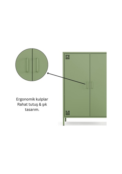 Pera Metal Dolap 2 Kapılı 80,50 X 40 X 109,50 Cm - 9 Renk Seçeneği Bulunmaktadır Yeşil