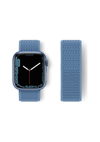 Newface Apple Watch 42mm Hasırlı Cırtcırtlı Kordon - Mavi Açık Mor