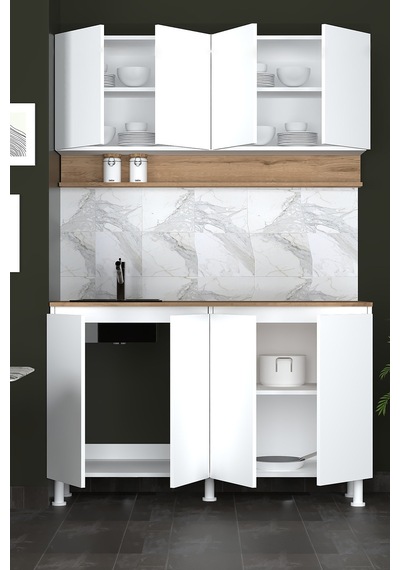 140 Cm Venda Mutfak Dolabı, Mini Mutfak Dolabı, Çok Amaçlı Dolap Beyaz