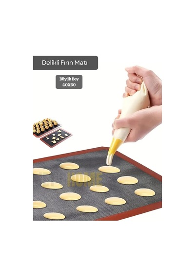 Delikli Pişirme Matı Çift Taraflı Fırın Matı Silikon Hamur Matı Yapışmaz Büyük Boy 40x60 Cm
